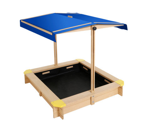 KEEZI KIDS FIRWOOD SANDPIT WITH CANOPY